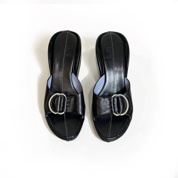 COLE HAAN Nike Air Black Leather Heels Shoes - Picture 1 of 7